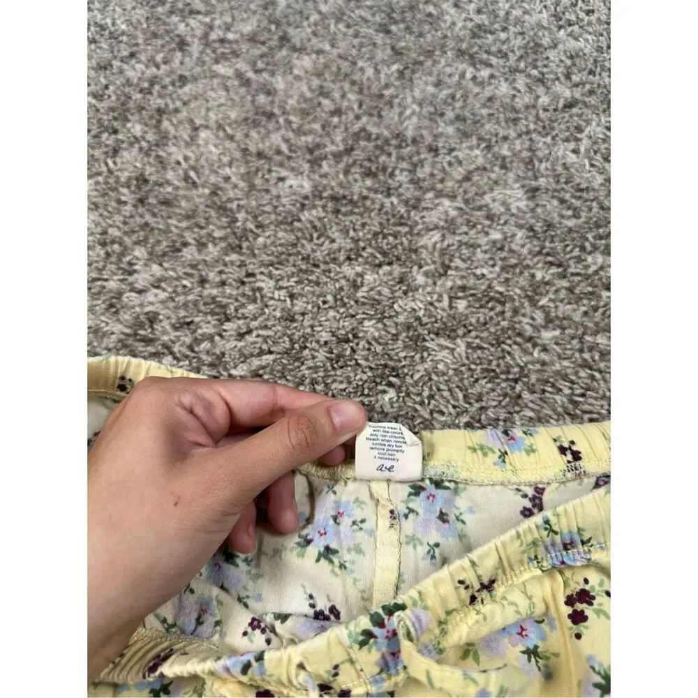 vintage y2k american eagle pj loungewear shorts yellow floral cotton S coquette